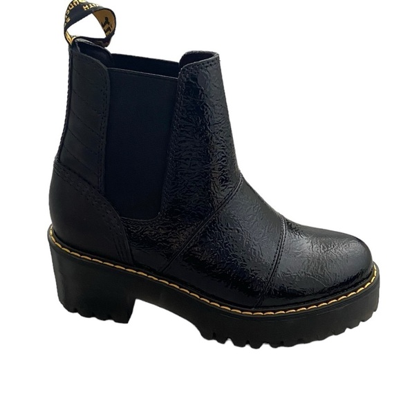 NEW Dr. Martens Rozalie Distressed Patent Heeled Chelsea Boots in Black size 7 - Picture 6 of 11